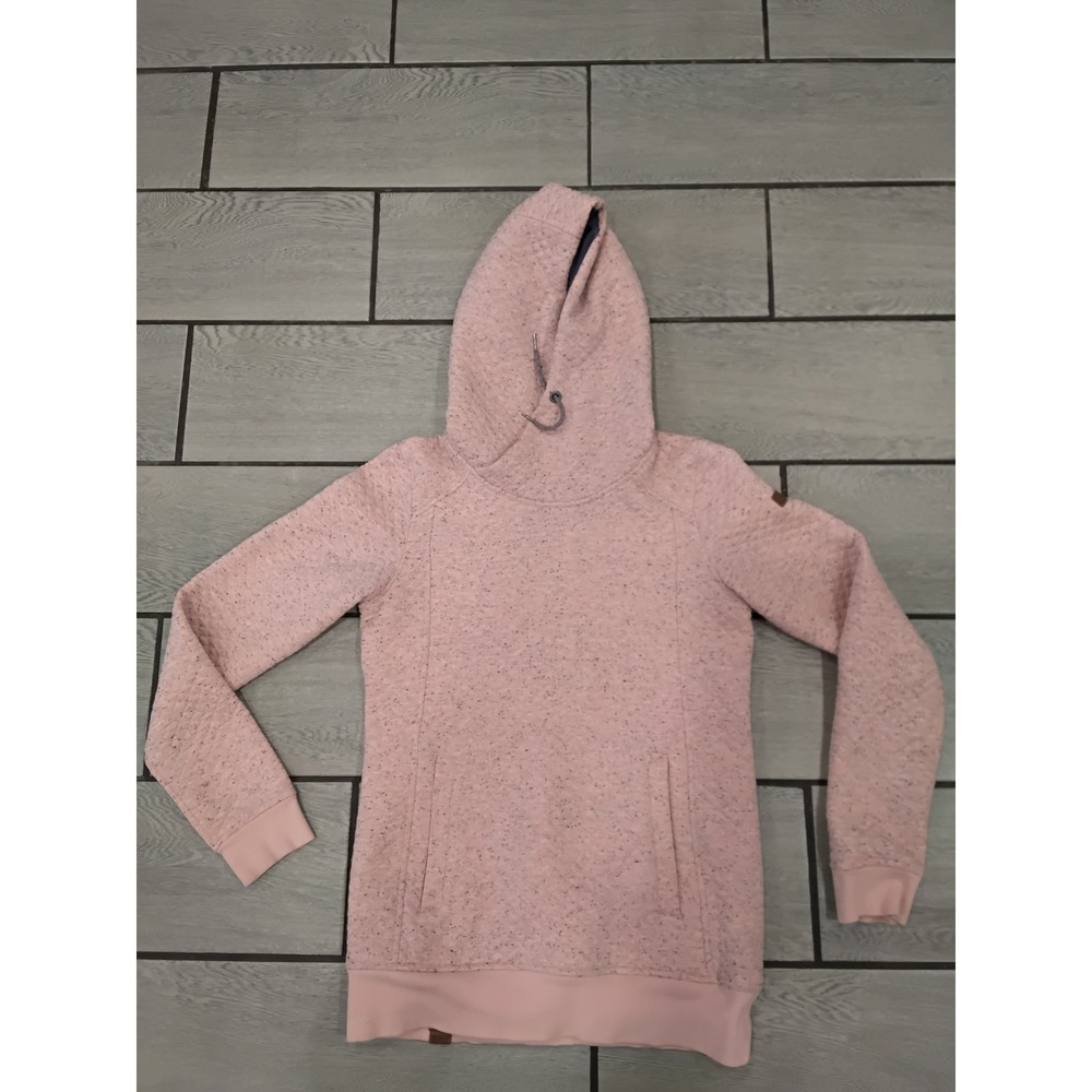 Roxy Womens Pink Quilted Speckled Funnel Neck Hoodie Sweatshirt Size Medium